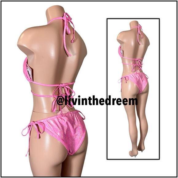 MODA MINX MAGIC IN MAKO WRAP TRIANGLE XL & RUCHED TIE SIDE BIKINI BOTTOMS L $79 - Picture 5 of 13